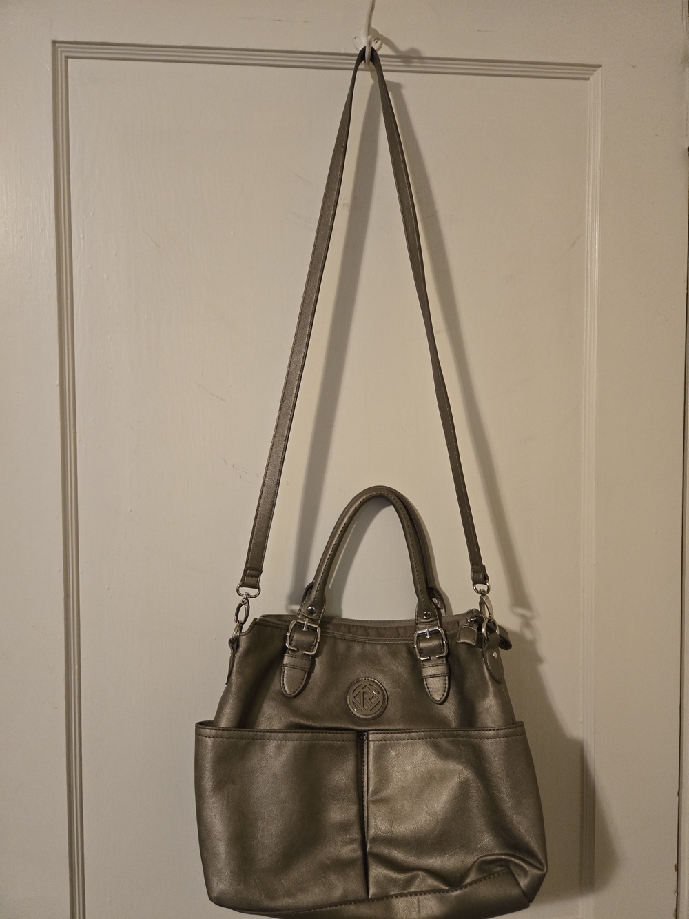 Relic Metallic Gray Shoulder Bag with Removable Strap